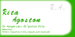 rita agoston business card